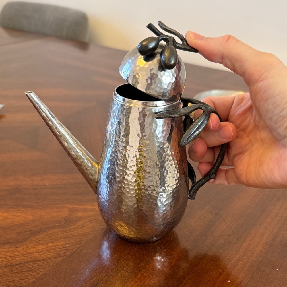 Michael Aram Silver Hammered Teapot with Black Handle - Picture 4 of 6